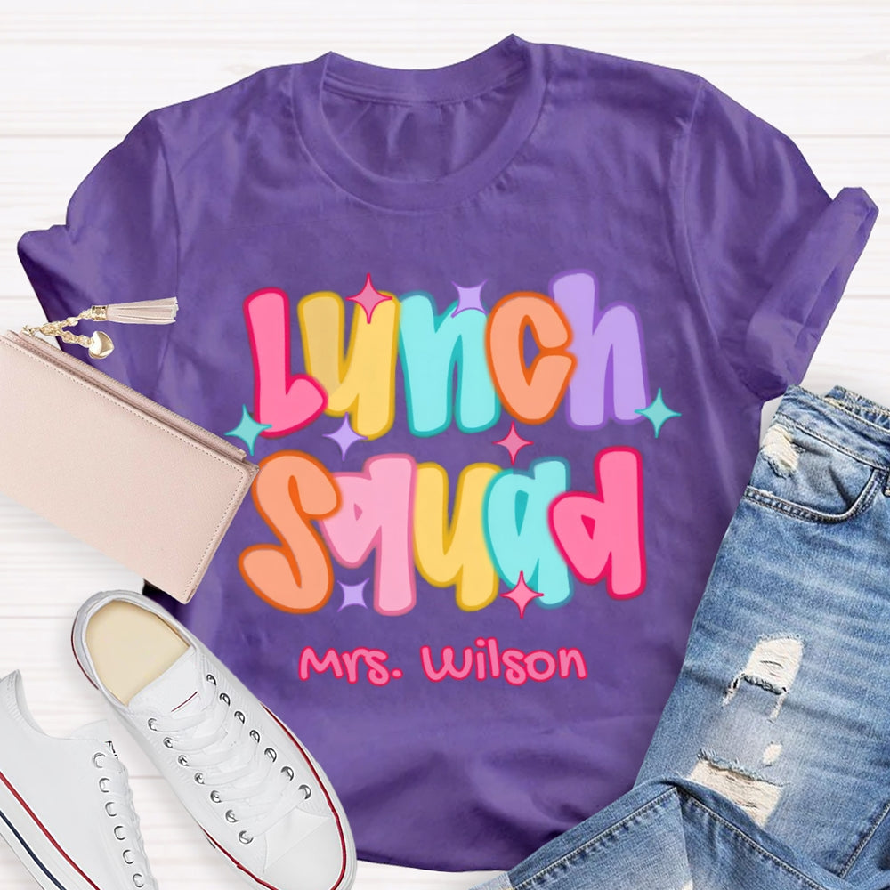 Personalized Name Lunch Squad Colorful Star T-shirt