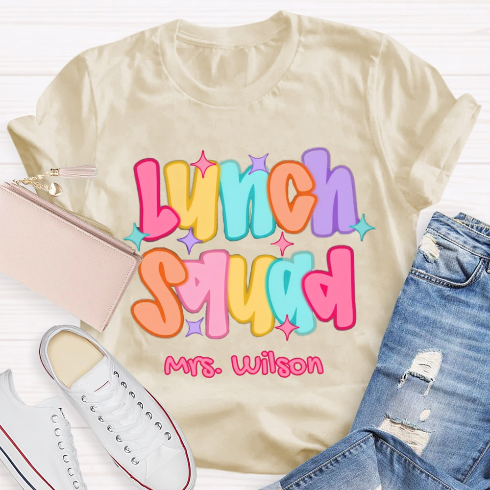 Personalized Name Lunch Squad Colorful Star T-shirt
