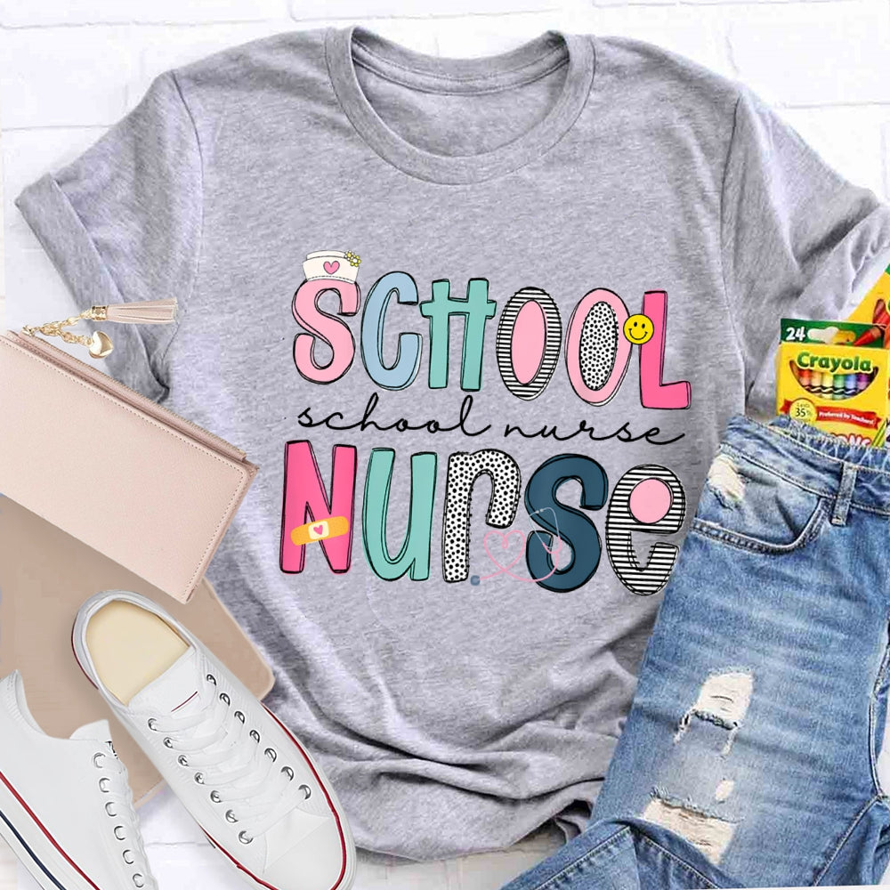 School Nurse Band-Aid Printed T-shirt