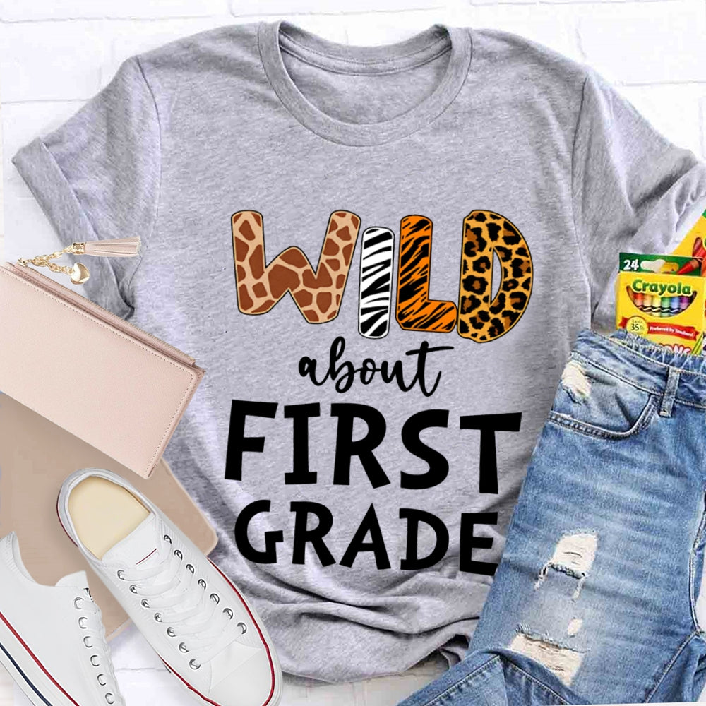 Personalized Grade Wild About First Grade T-shirt