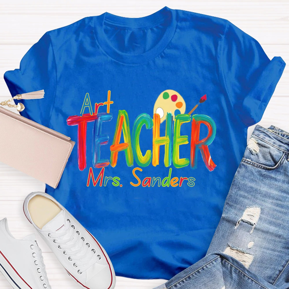 Personalized Art Teacher Name Paint Tray T-shirt