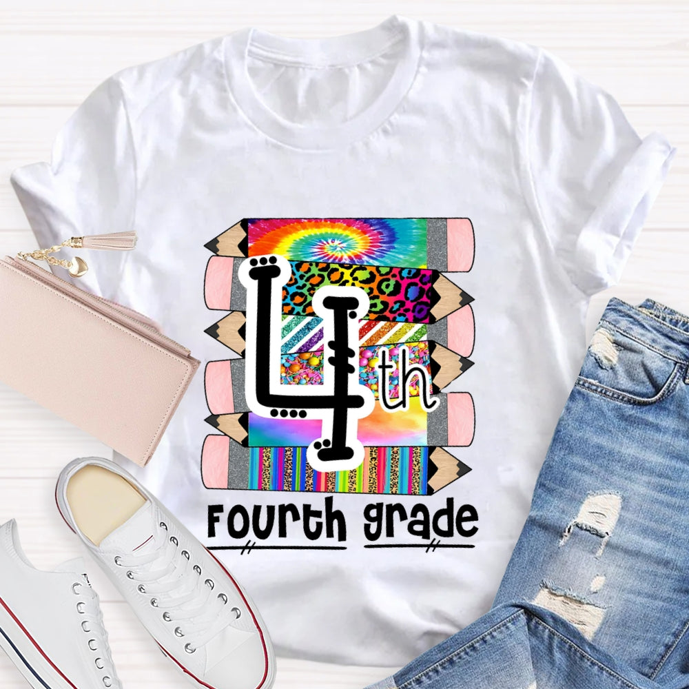 Personalized Grade K Is For Kindergarten Colored Pencil Prints T-shirt