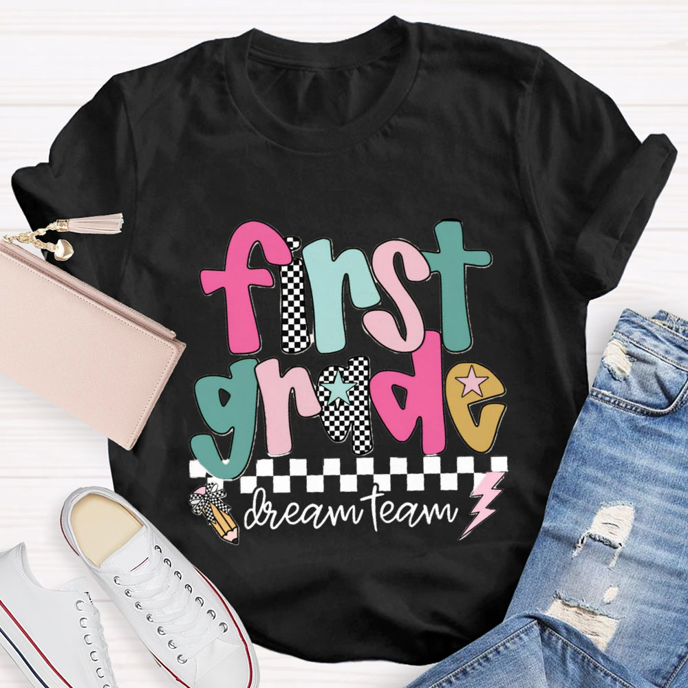 Personalized Grade Dream Team Checkerboard T-shirt