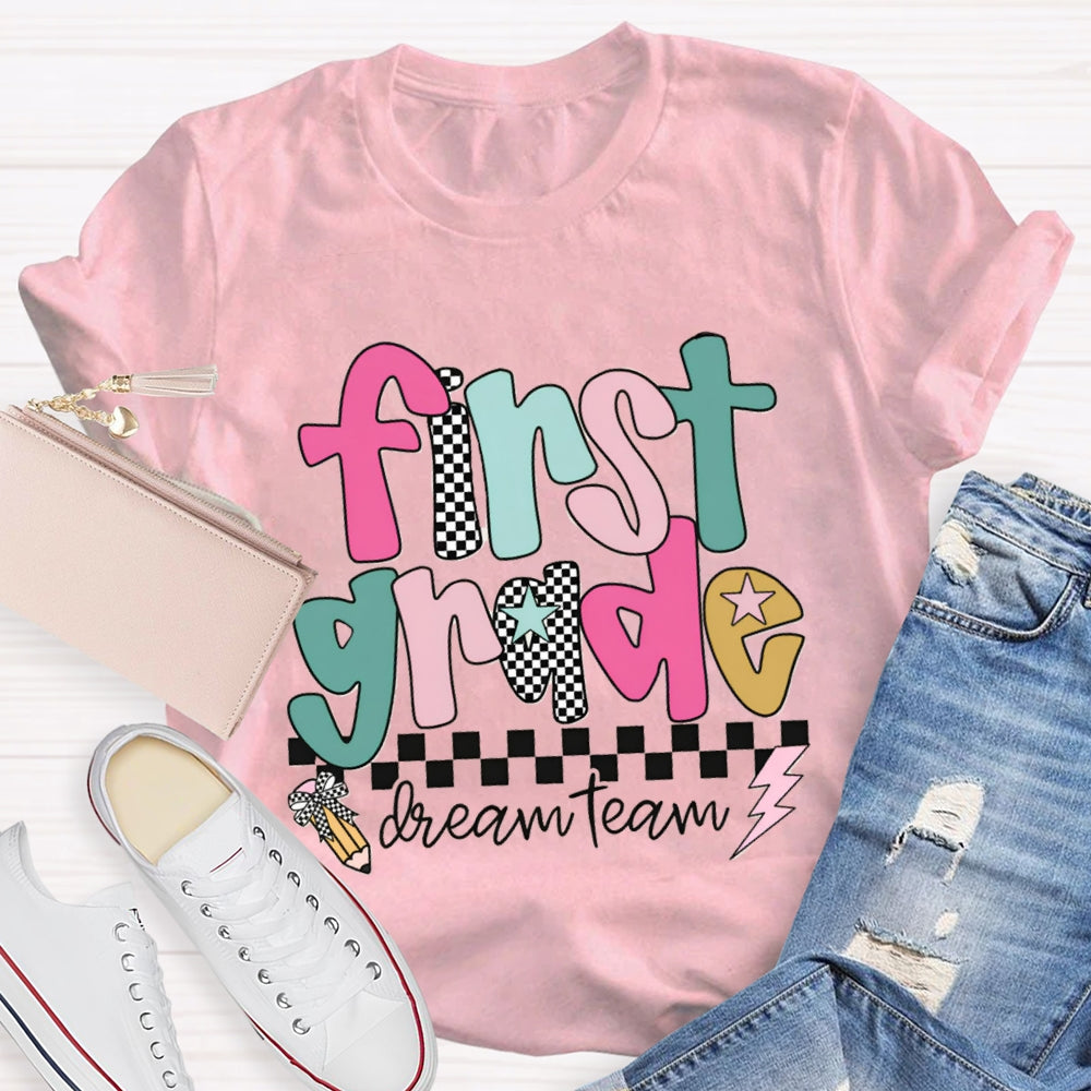 Personalized Grade Dream Team Checkerboard T-shirt