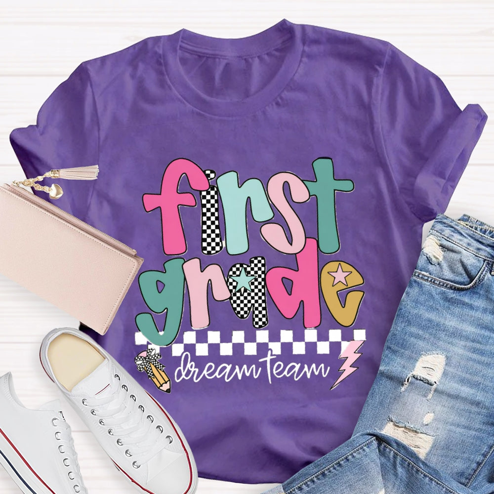 Personalized Grade Dream Team Checkerboard T-shirt
