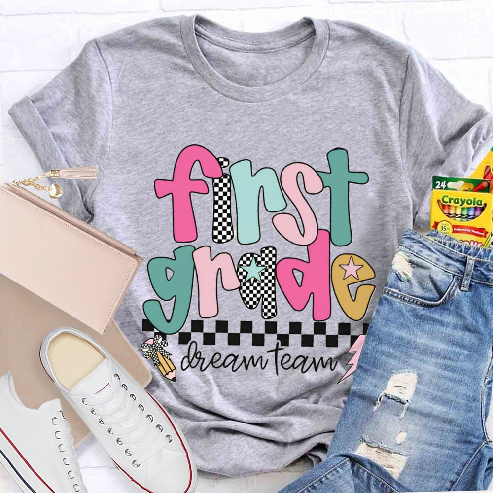 Personalized Grade Dream Team Checkerboard T-shirt