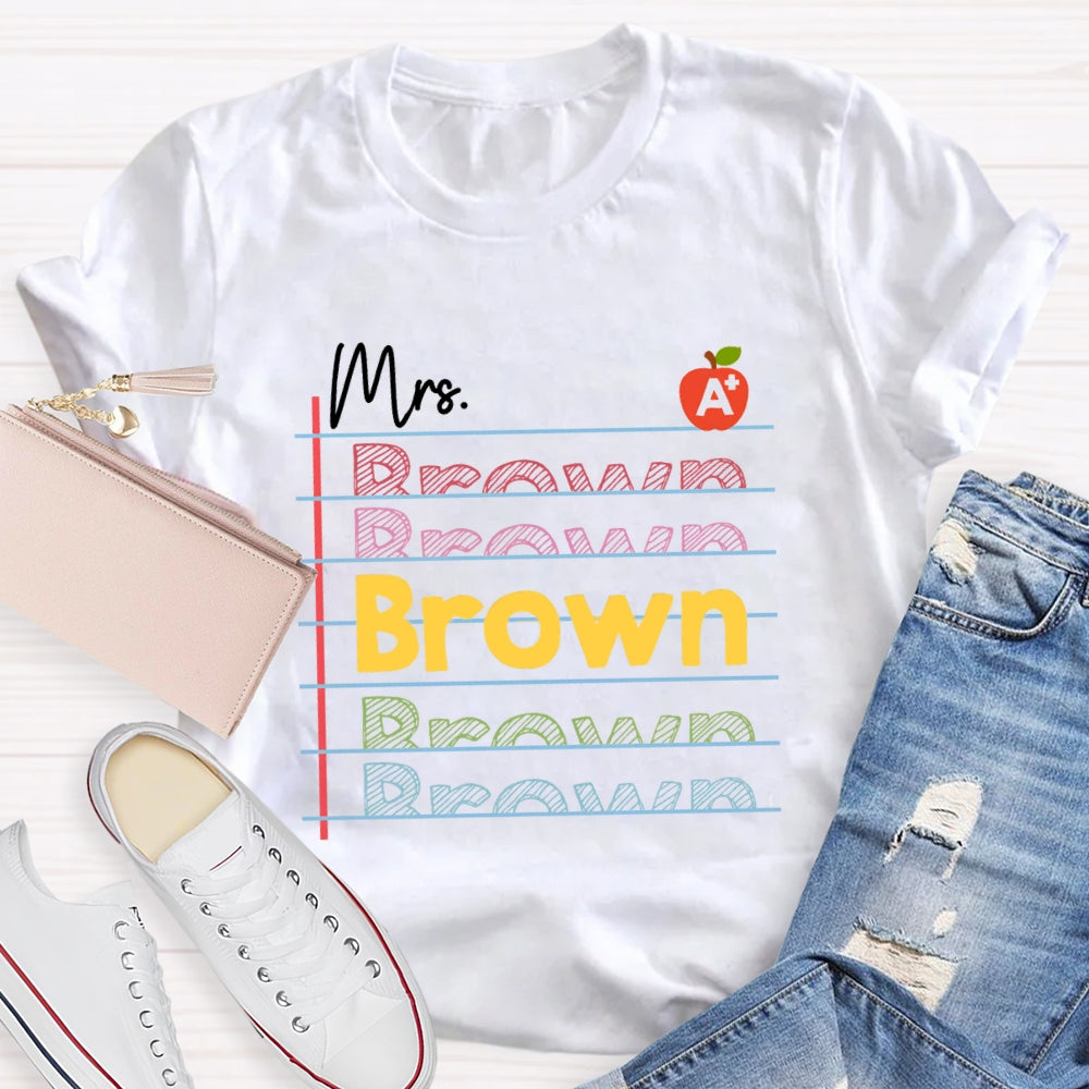 Personalized Name Red Apple Got A+ T-shirt