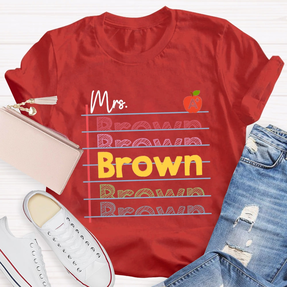 Personalized Name Red Apple Got A+ T-shirt