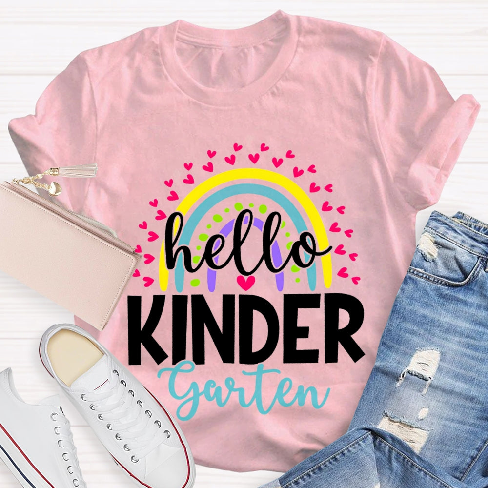 Personalized Grade Hello Kinder Garten Back To School Pink Heart T-shirt