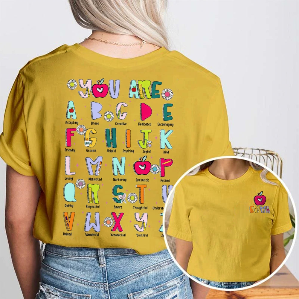 Personalized Name You Are Accepting Brave Creative Dedicated Kind Loving Friendly Double Printed T-shirt