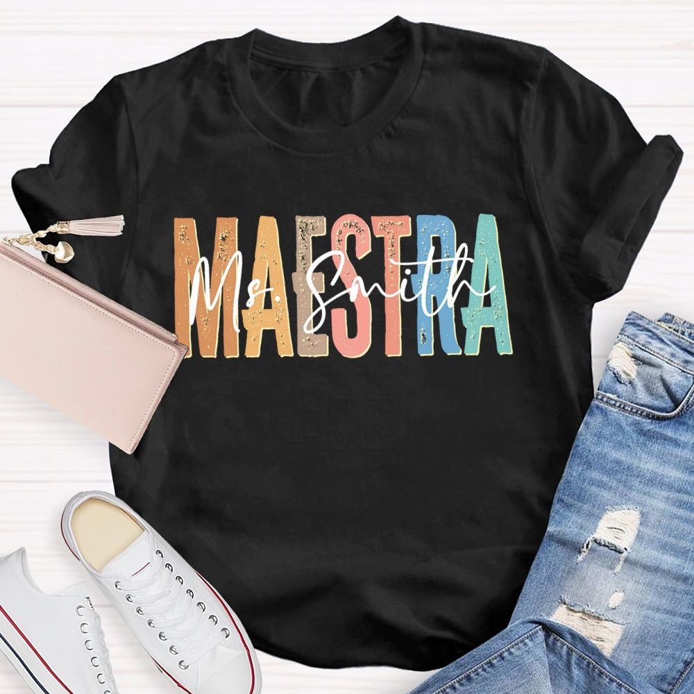 Personalized Name Maestra Bilingual Teacher T-shirt