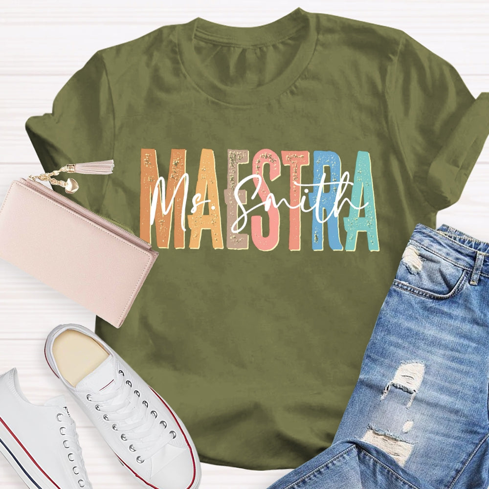 Personalized Name Maestra Bilingual Teacher T-shirt