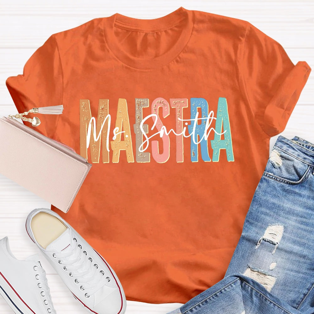 Personalized Name Maestra Bilingual Teacher T-shirt