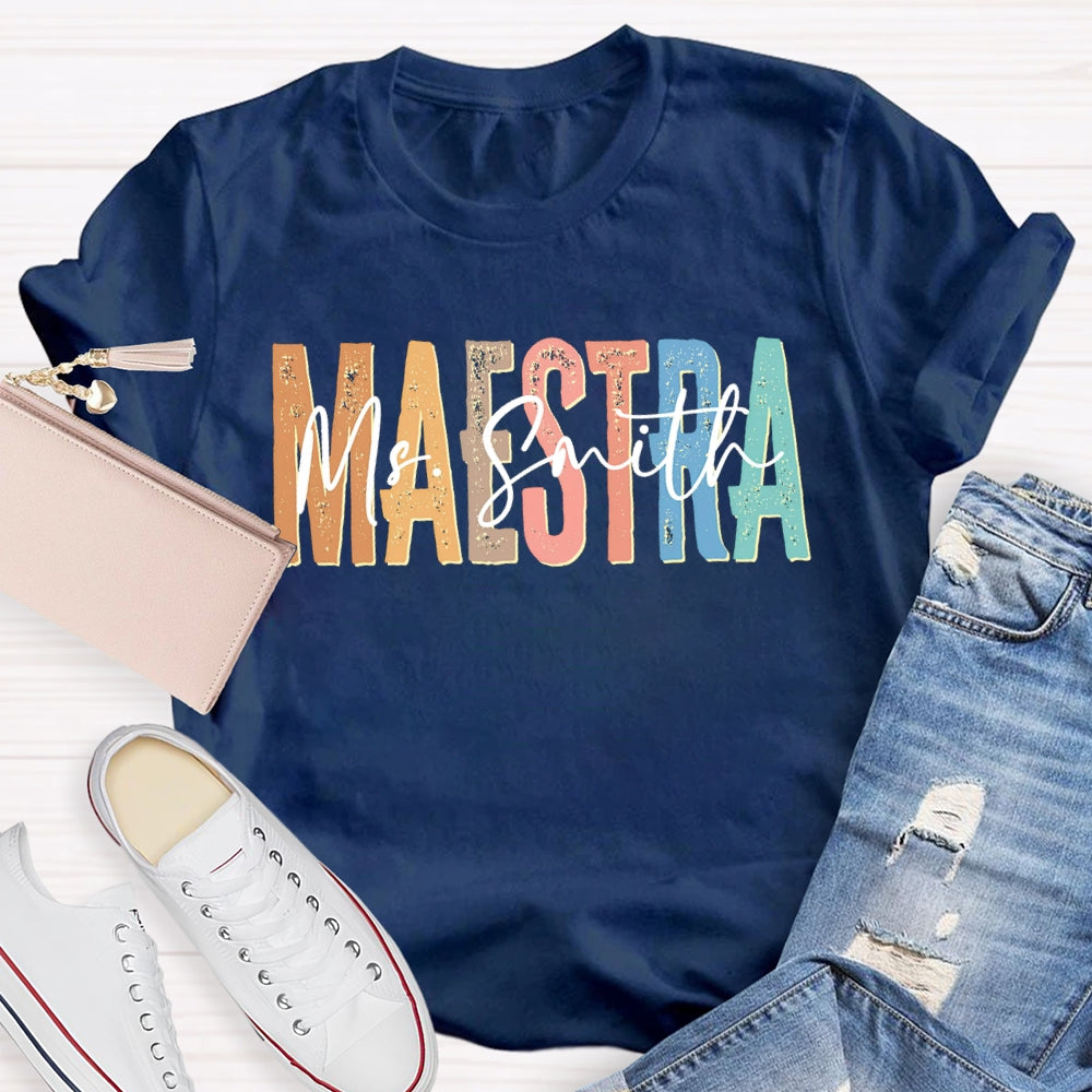 Personalized Name Maestra Bilingual Teacher T-shirt