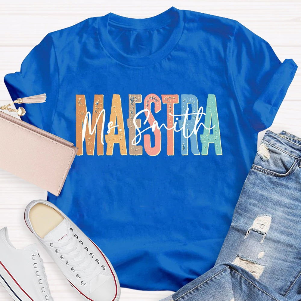 Personalized Name Maestra Bilingual Teacher T-shirt
