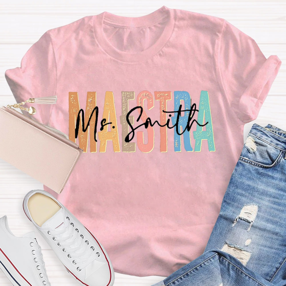 Personalized Name Maestra Bilingual Teacher T-shirt