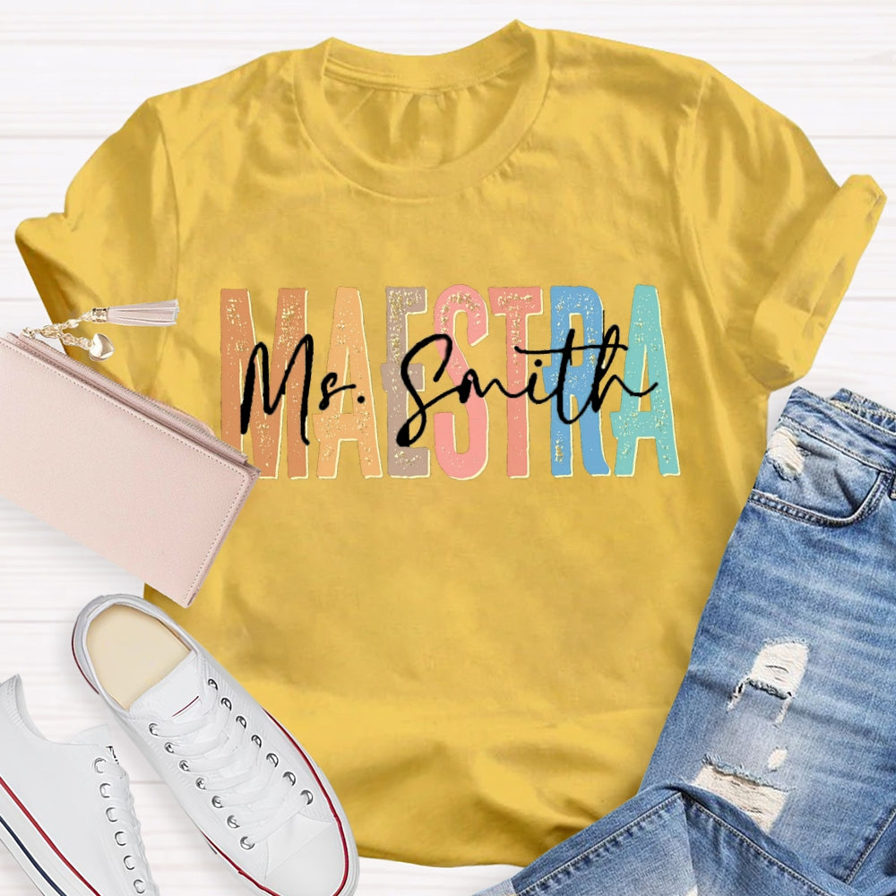 Personalized Name Maestra Bilingual Teacher T-shirt