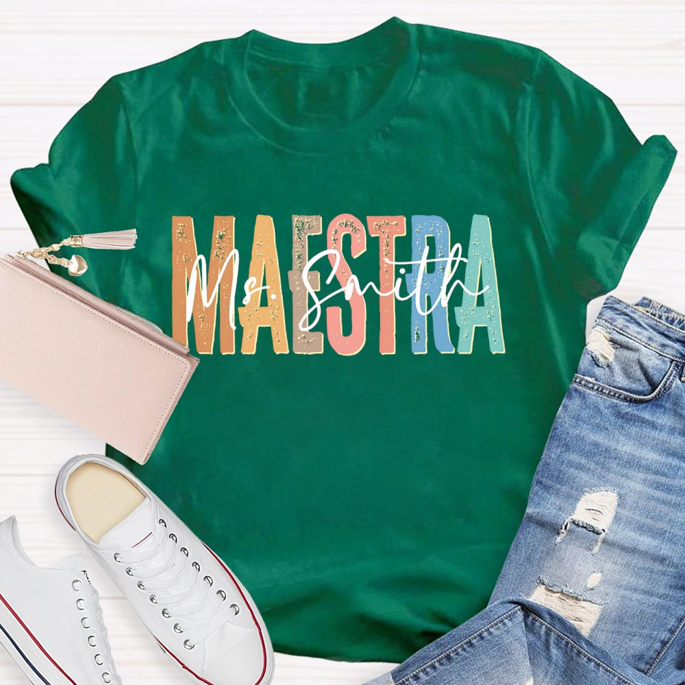 Personalized Name Maestra Bilingual Teacher T-shirt