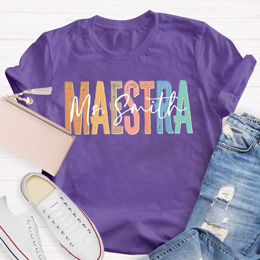 Personalized Name Maestra Bilingual Teacher T-shirt
