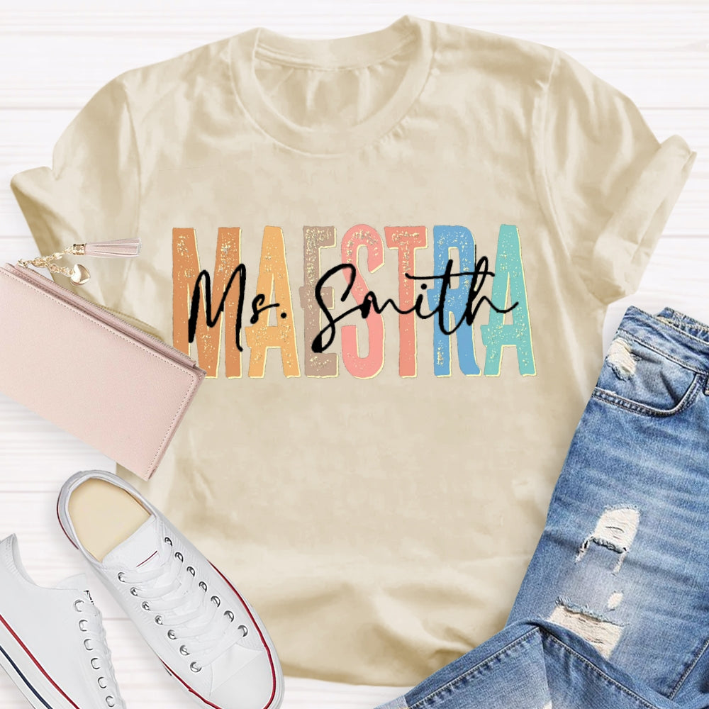Personalized Name Maestra Bilingual Teacher T-shirt