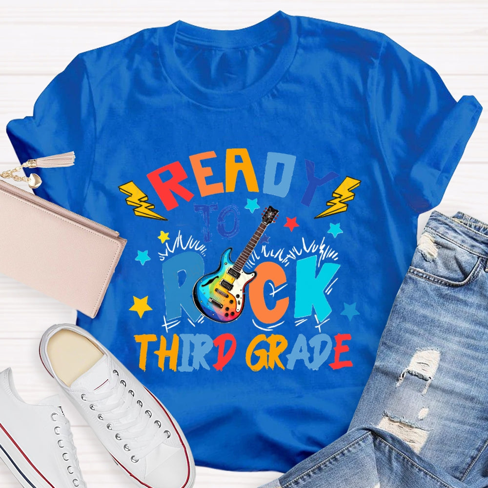 Personalized Grade Third Grade Ready To Rock Guitar T-shirt