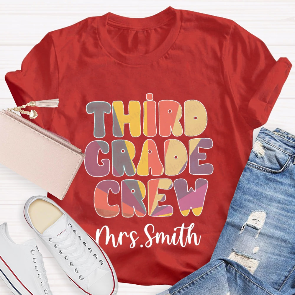 Personalized Grade And Name Colorful Gradient Effect Print T-Shirt