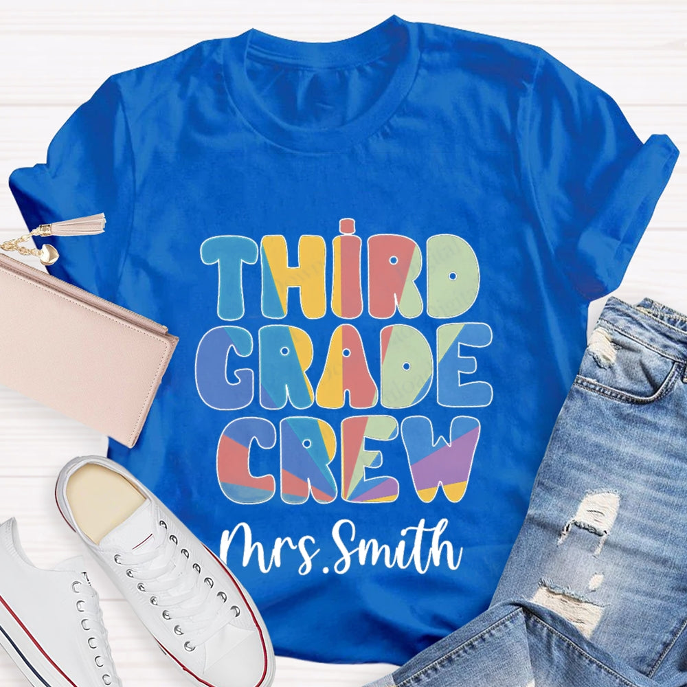 Personalized Grade And Name Colorful Gradient Effect Print T-Shirt