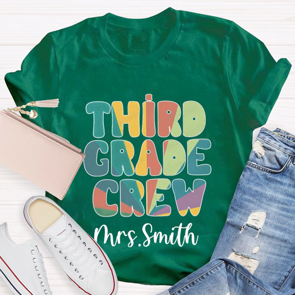 Personalized Grade And Name Colorful Gradient Effect Print T-Shirt