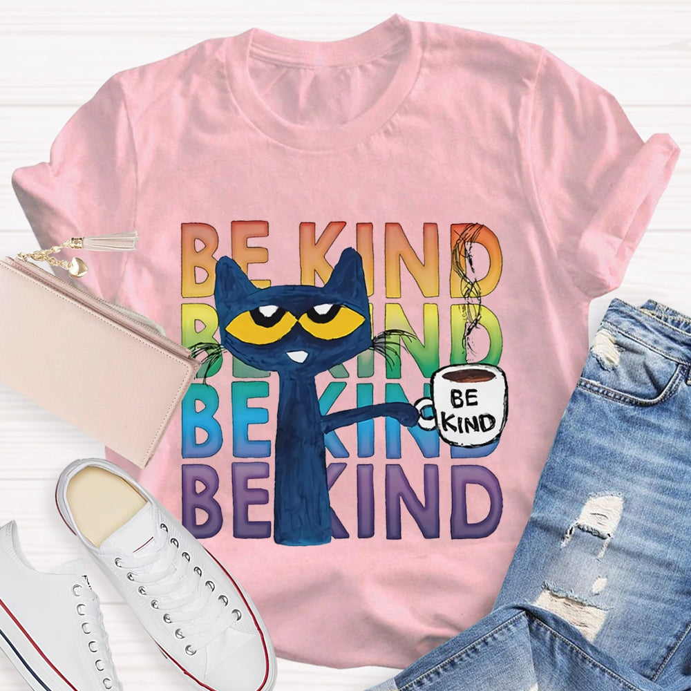 Be Kind Blue Cat Teacher T-shirt