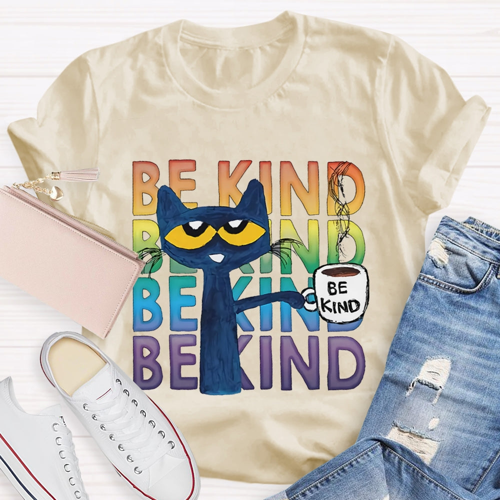 Be Kind Blue Cat Teacher T-shirt