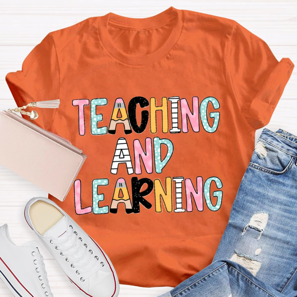 Teacher And Learning Colorful Tie-Dye Print T-shirt