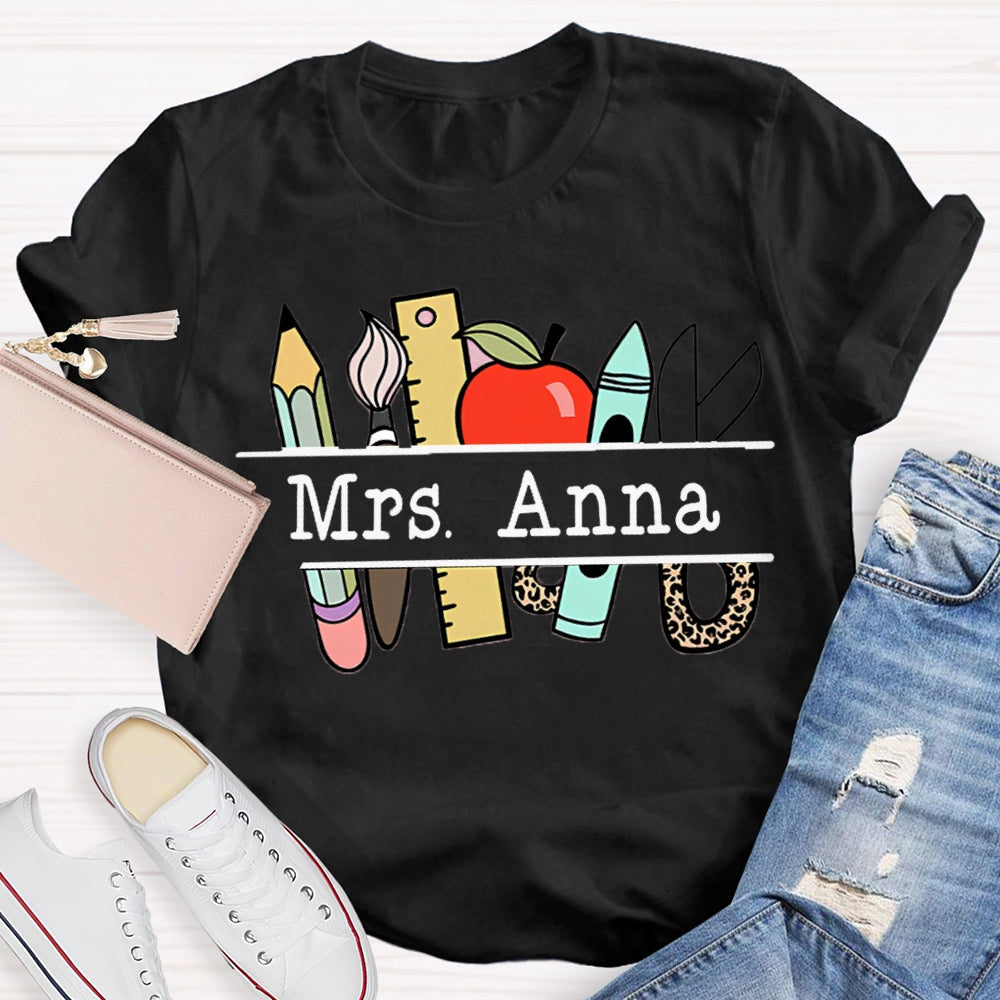 Personalized Teachers Name Text Letters Casual T-Shirt