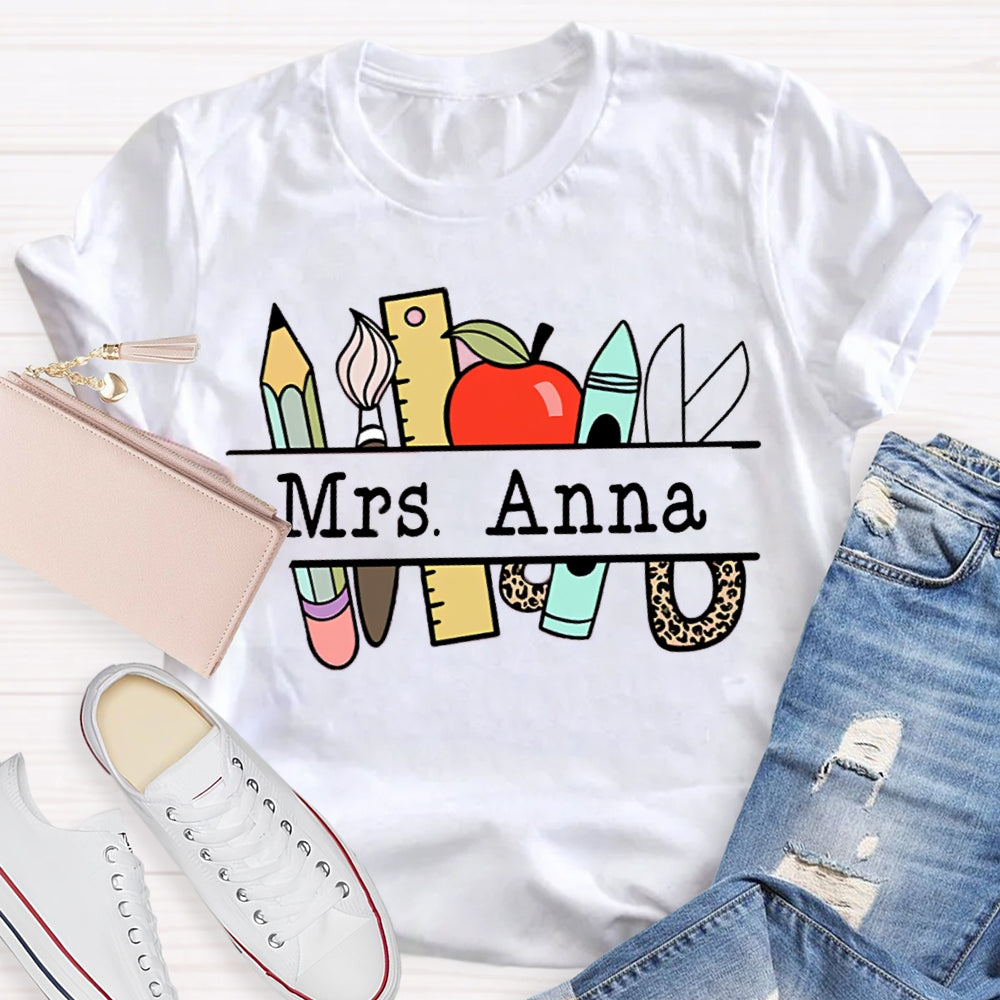 Personalized Teachers Name Text Letters Casual T-Shirt