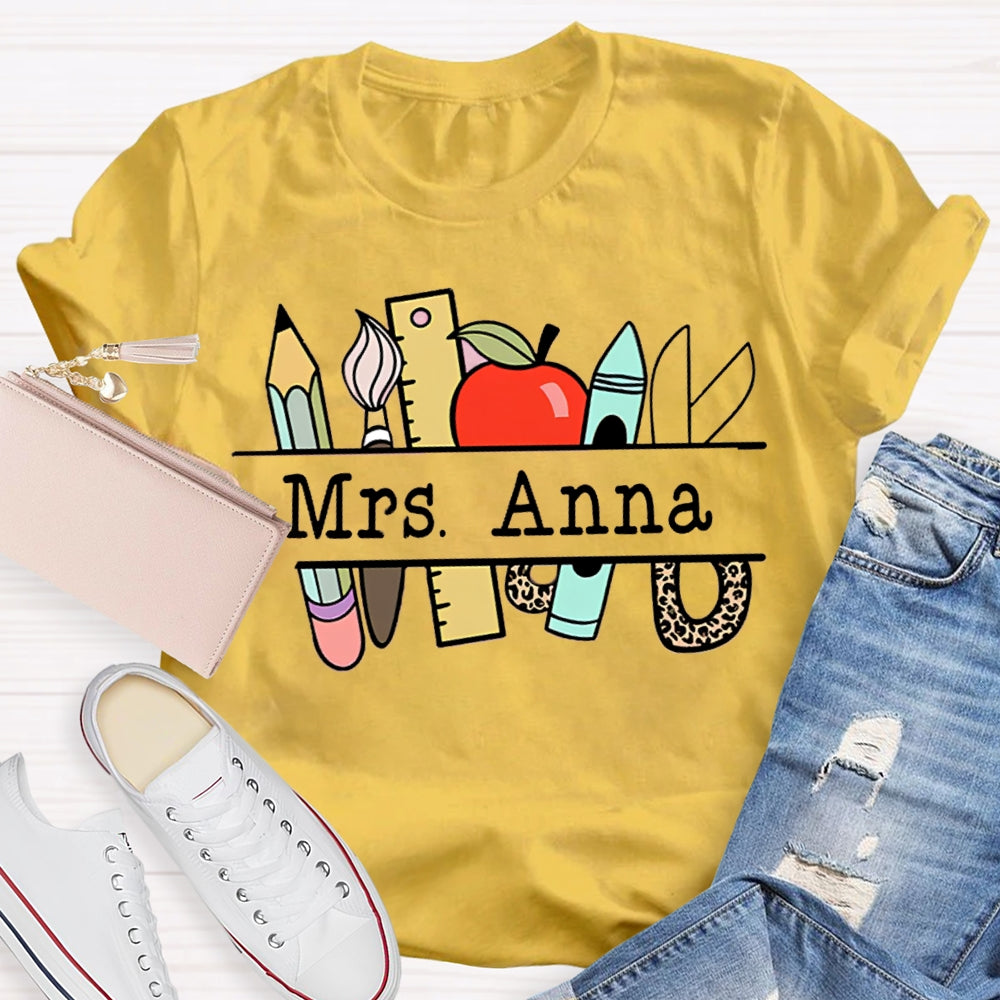 Personalized Teachers Name Text Letters Casual T-Shirt