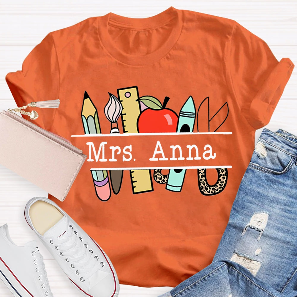 Personalized Teachers Name Text Letters Casual T-Shirt