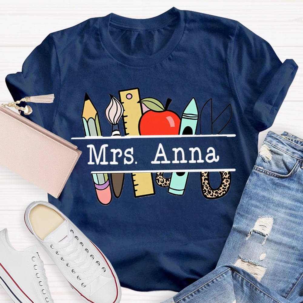 Personalized Teachers Name Text Letters Casual T-Shirt