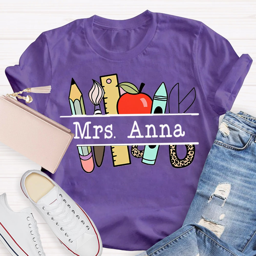 Personalized Teachers Name Text Letters Casual T-Shirt