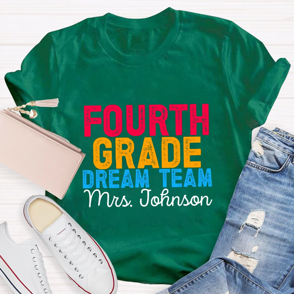 Personalized Grade And Name Colorful Letter Dream Team T-shirt