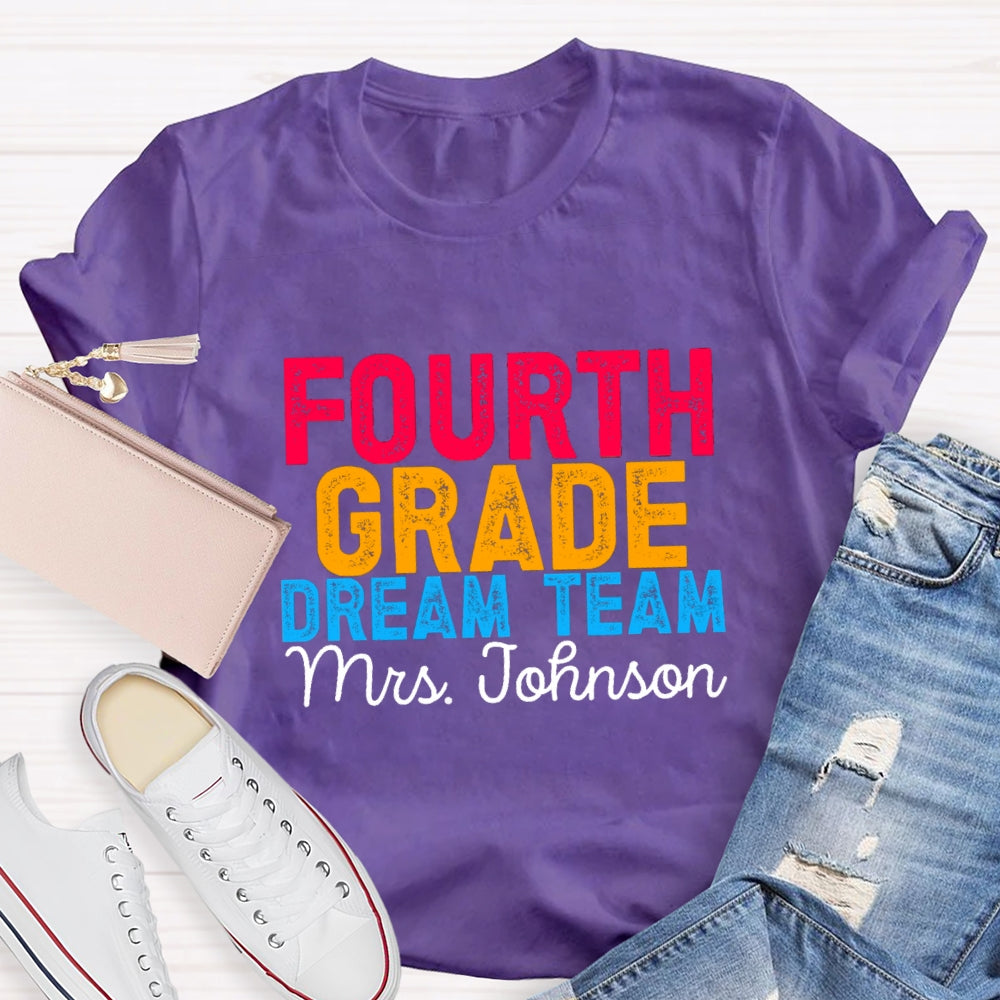 Personalized Grade And Name Colorful Letter Dream Team T-shirt