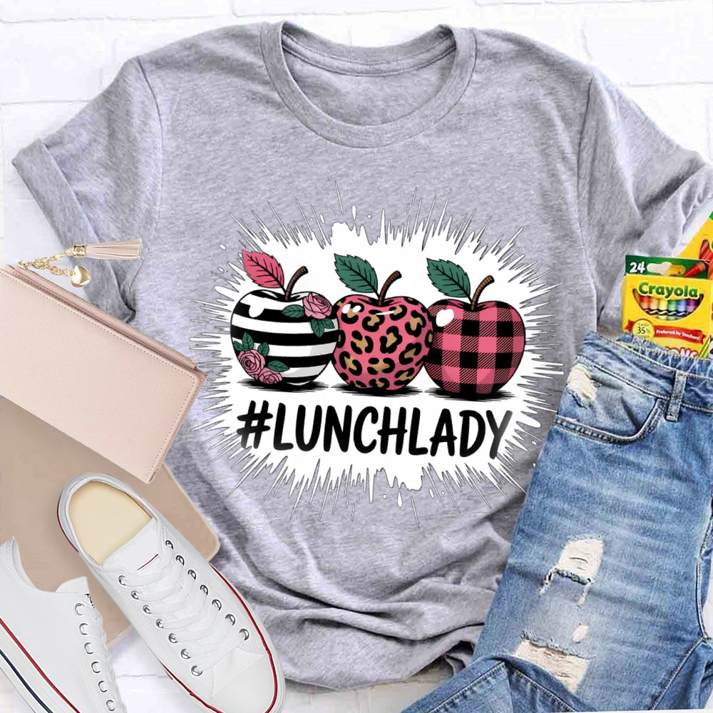 Lunch Lady Red Leopard Print Apple T-shirt