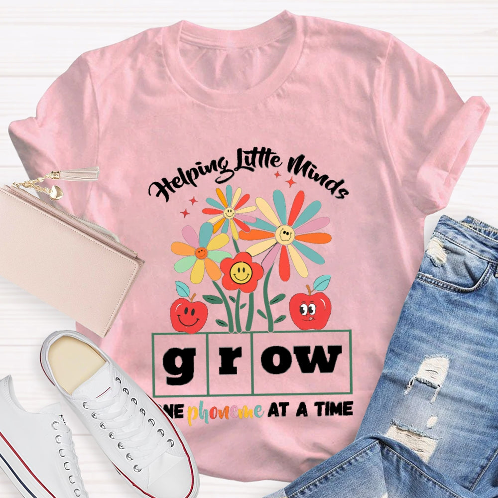 Helping Little Minds Grow One Phoneme At A Time Sunflowers And Apples T-shirt