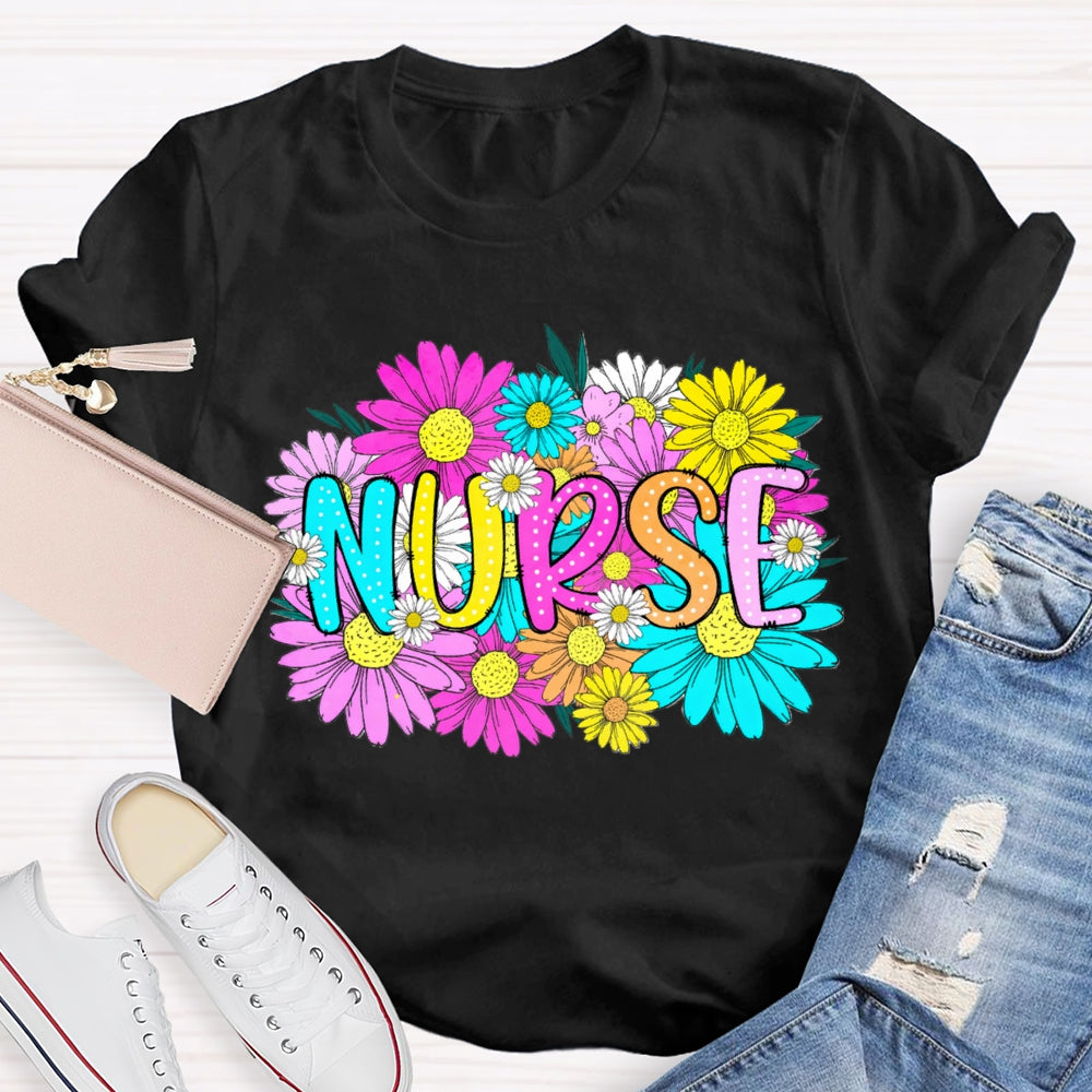 Floral School Nurses Care About Every Student T-shirt