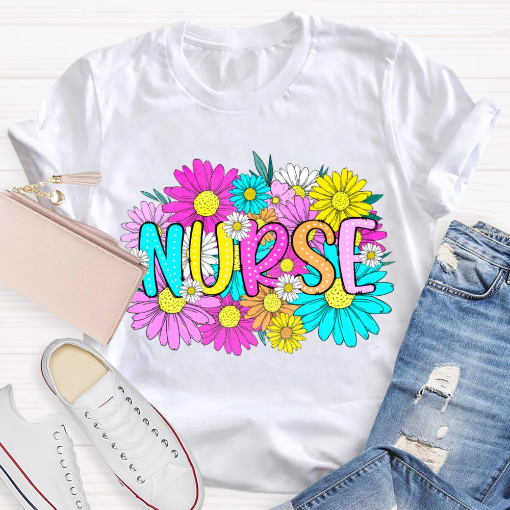 Floral School Nurses Care About Every Student T-shirt