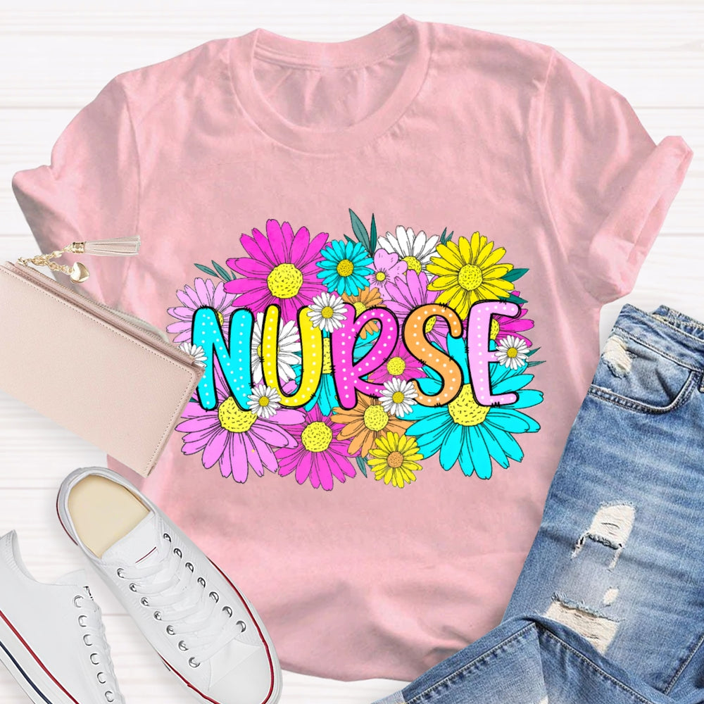 Floral School Nurses Care About Every Student T-shirt