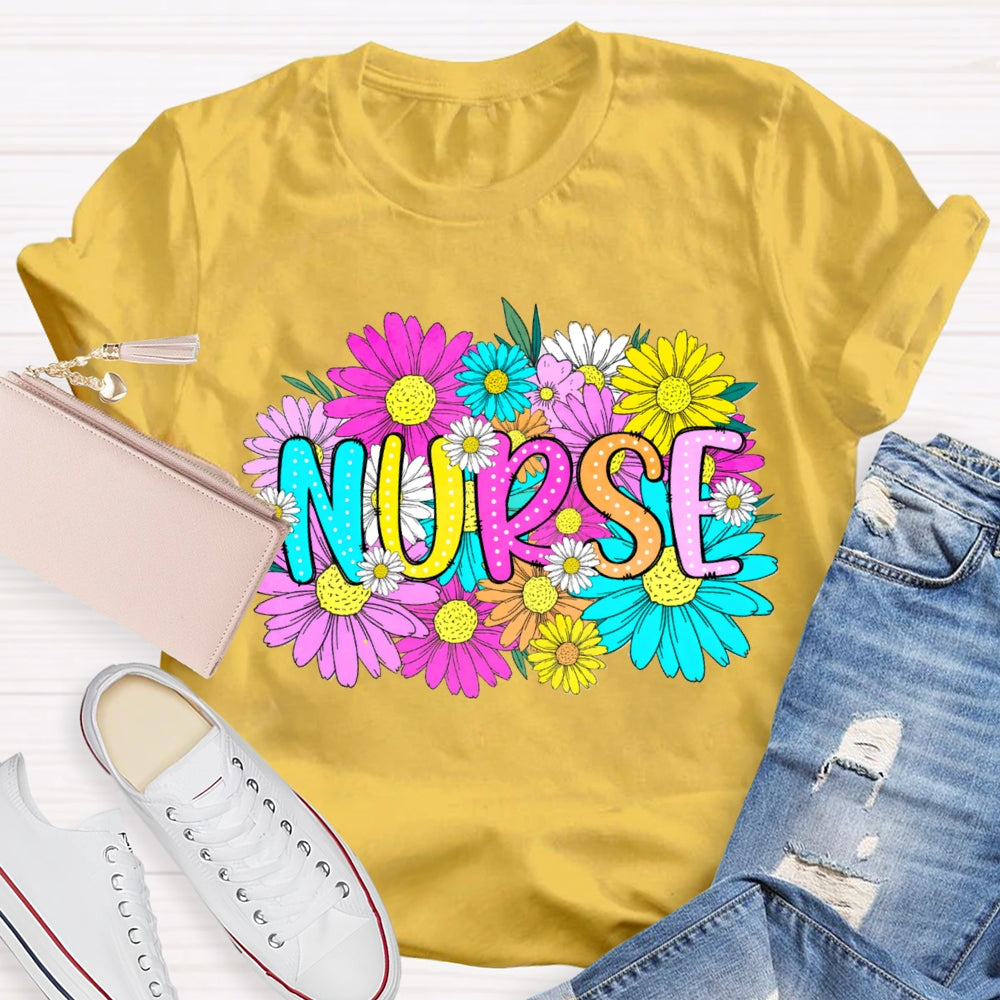 Floral School Nurses Care About Every Student T-shirt