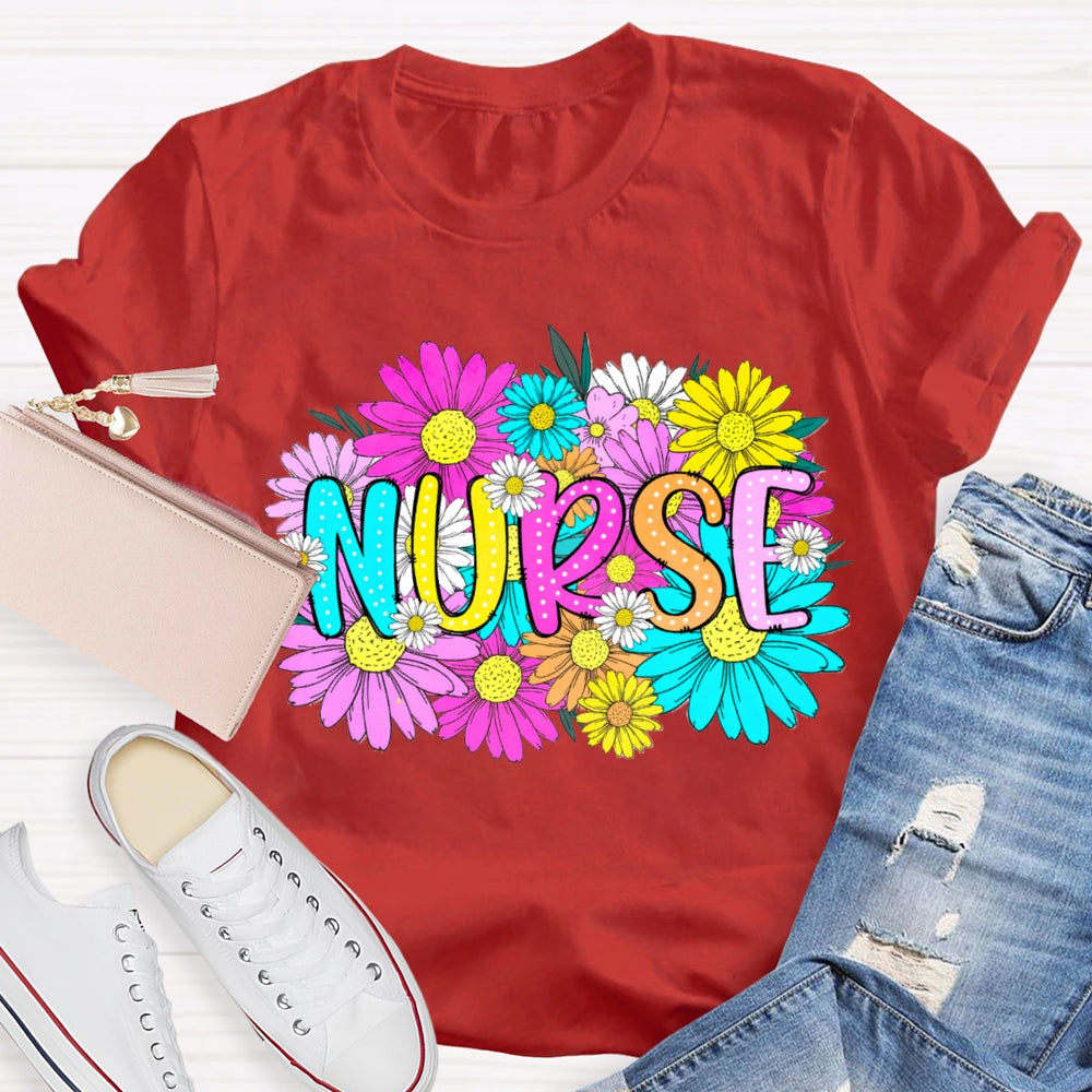 Floral School Nurses Care About Every Student T-shirt