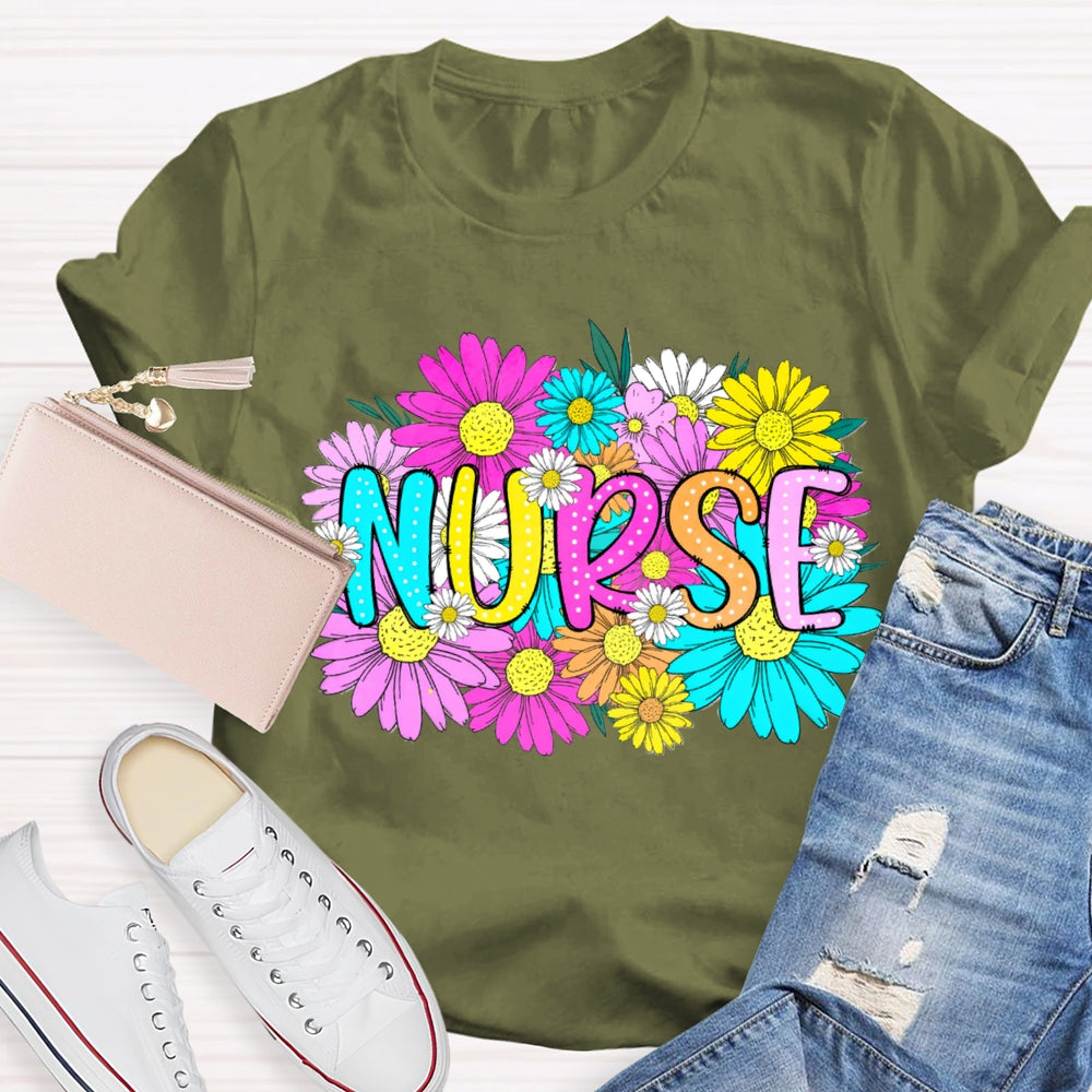 Floral School Nurses Care About Every Student T-shirt