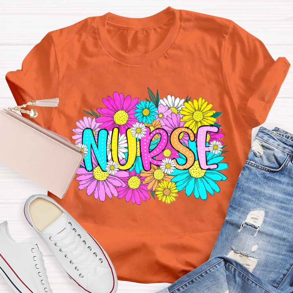 Floral School Nurses Care About Every Student T-shirt