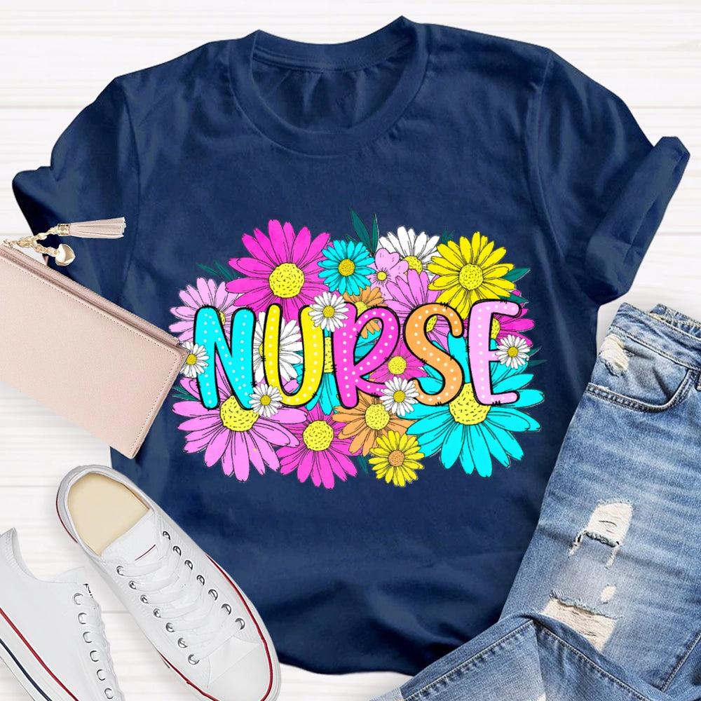 Floral School Nurses Care About Every Student T-shirt