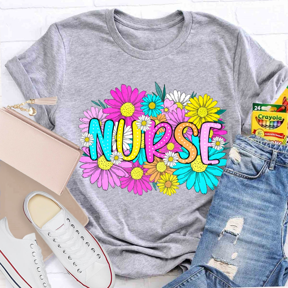 Floral School Nurses Care About Every Student T-shirt